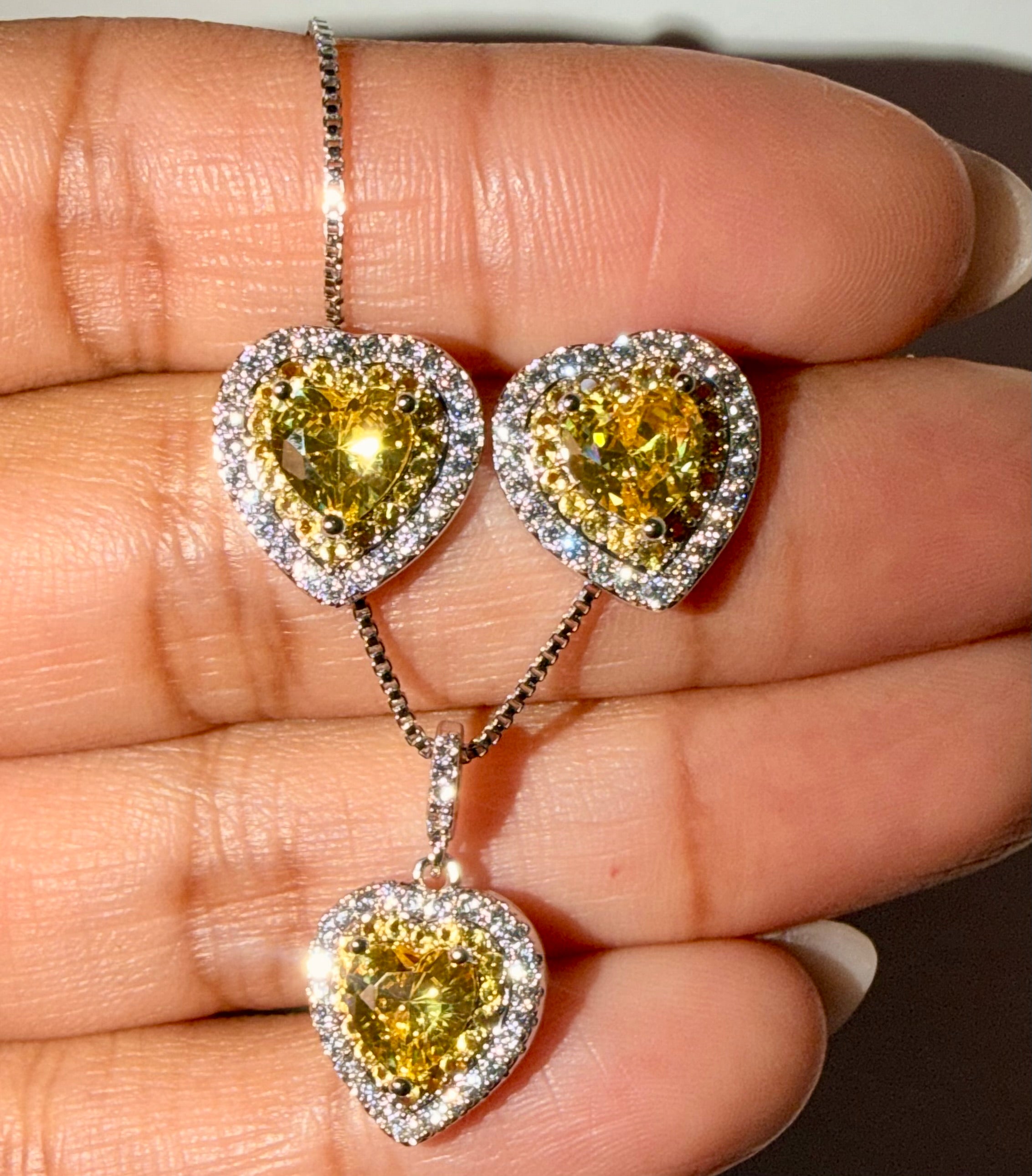 Conjunto Coração Citrino Natural