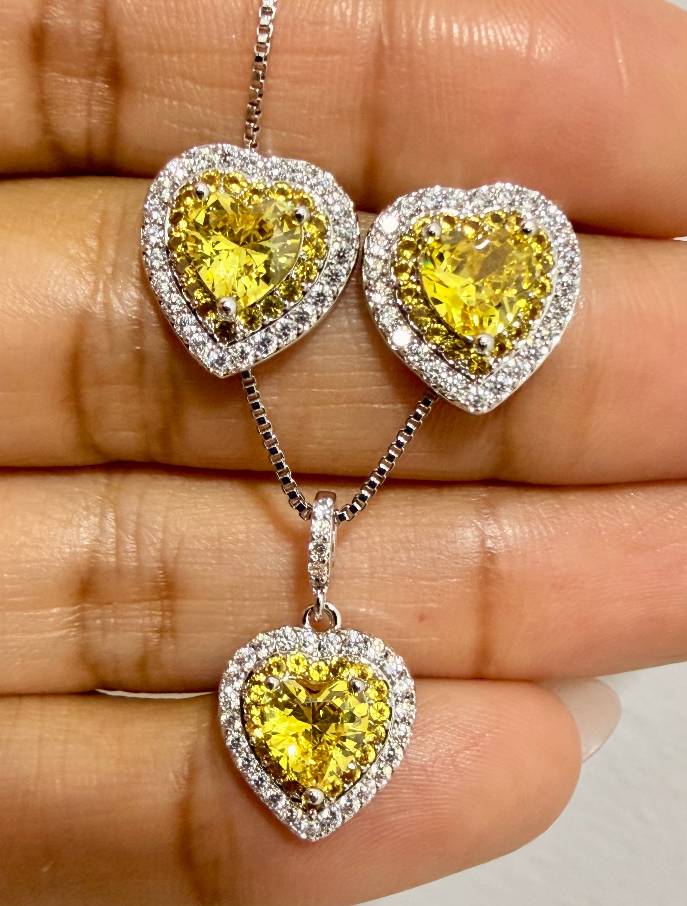 Conjunto Coração Citrino Natural